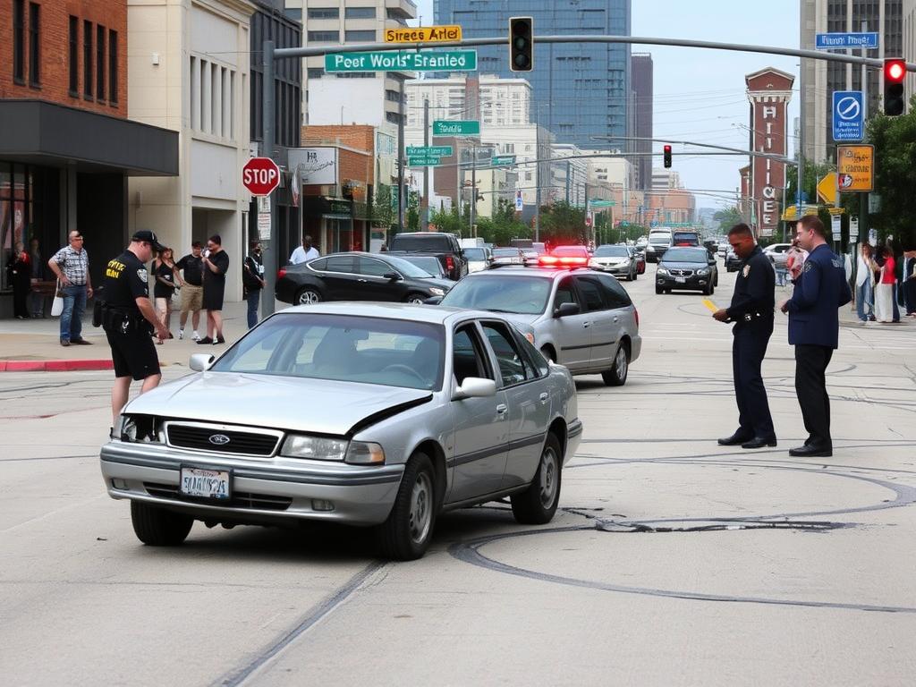 Hit and run accident scene in Houston Hit and run accident scene in Houston