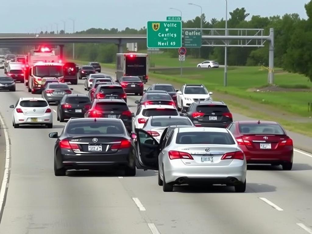 Multi-vehicle highway pileup on Houston freeway Multi-vehicle highway pileup on Houston freeway
