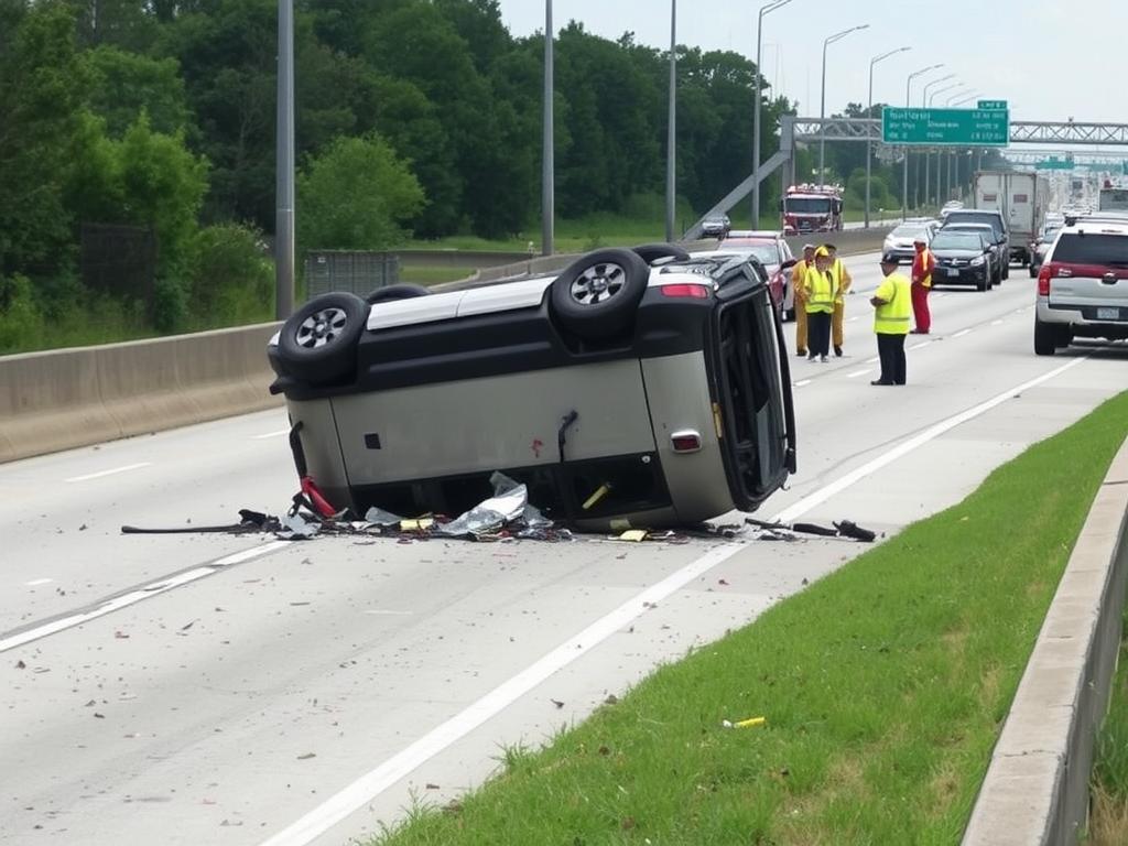 Rollover accident on Houston highway Rollover accident on Houston highway