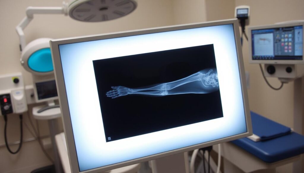 X-ray showing broken bones from car accident injury X-ray showing broken bones from car accident injury