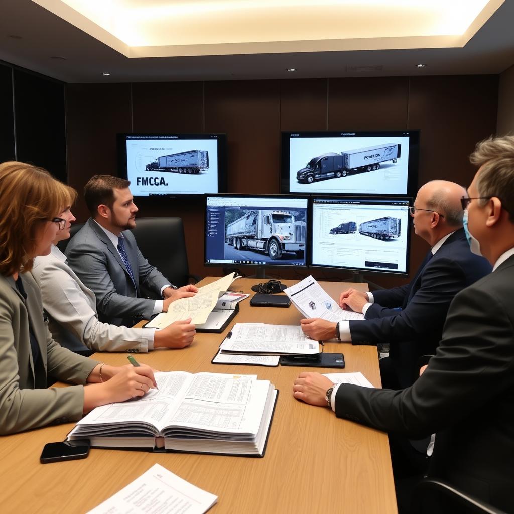 Commercial Vehicle Accidents lawyer team analyzing trucking regulations Commercial Vehicle Accidents lawyer team analyzing trucking regulations
