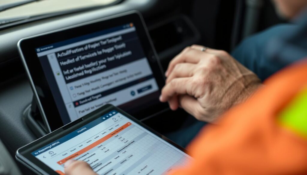 Commercial truck driver logbook and hours of service documentation Commercial truck driver logbook and hours of service documentation