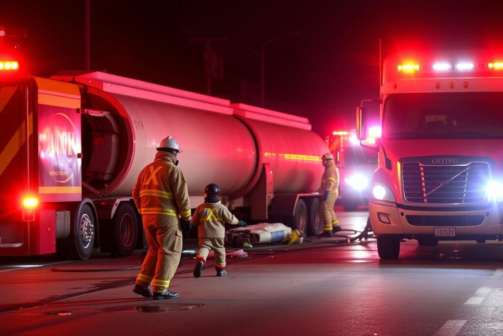 Hazardous materials spill from commercial vehicle accident in Houston Hazardous materials spill from commercial vehicle accident in Houston