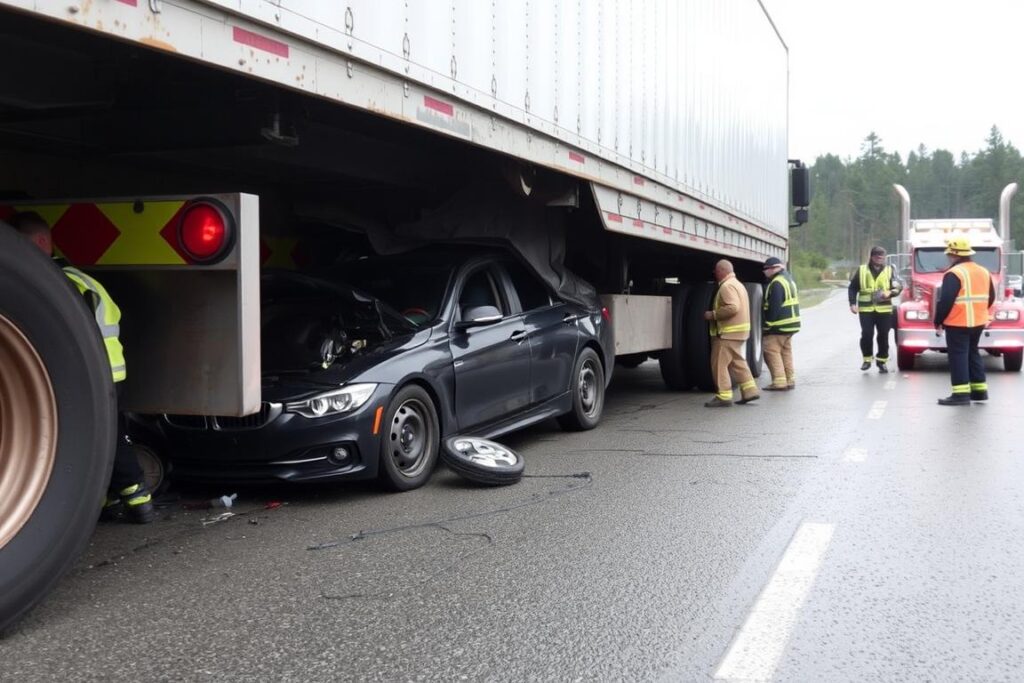 Underride accident between car and commercial truck in Houston Underride accident between car and commercial truck in Houston