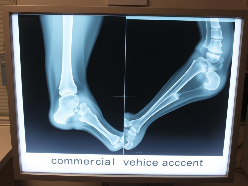 X-ray showing multiple fractures from commercial vehicle accident X-ray showing multiple fractures from commercial vehicle accident