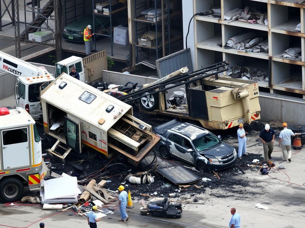 Explosion and fire aftermath at Houston construction site Explosion and fire aftermath at Houston construction site
