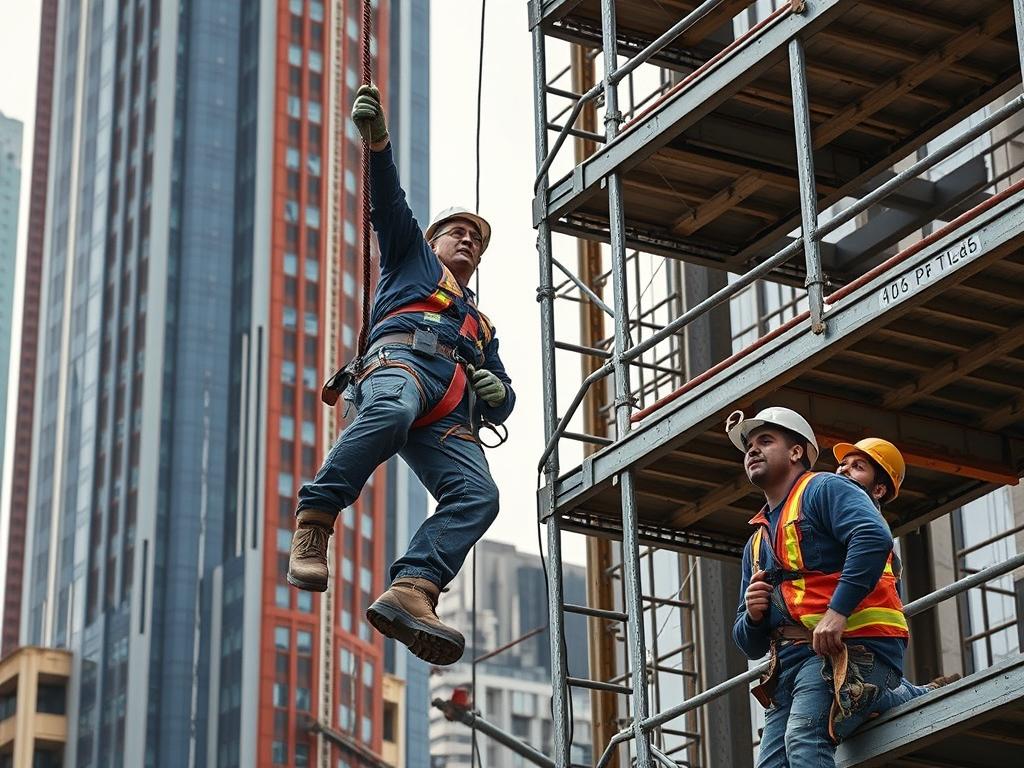 Worker falling from scaffolding at Houston construction site Worker falling from scaffolding at Houston construction site