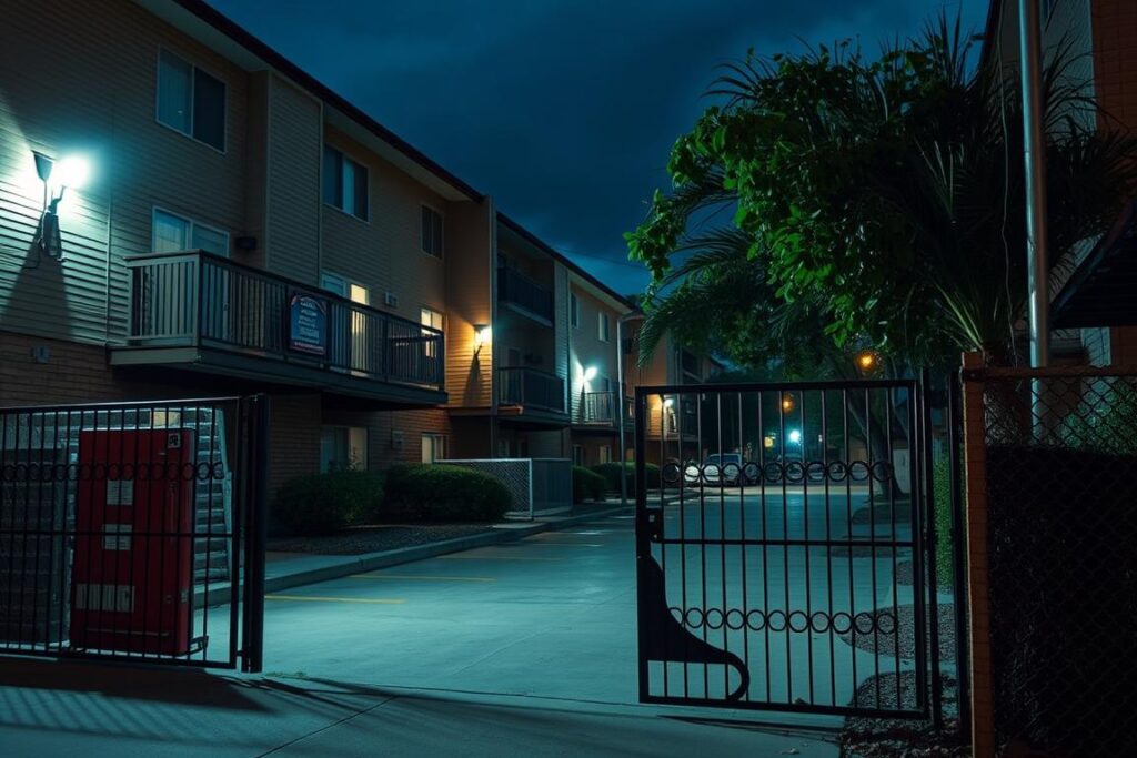Apartment building with security issues representing premises liability cases Apartment building with security issues representing premises liability cases