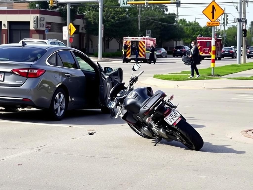 Left-turn collision between motorcycle and car at Houston intersection Left-turn collision between motorcycle and car at Houston intersection